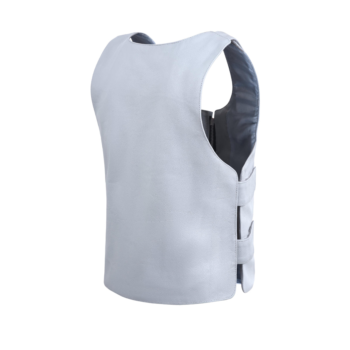 Men's Grey Bullet Proof Style Leather Vest.