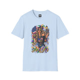Light blue Mardi Gras queen T-shirt with American flag and “Mardi Gras” script