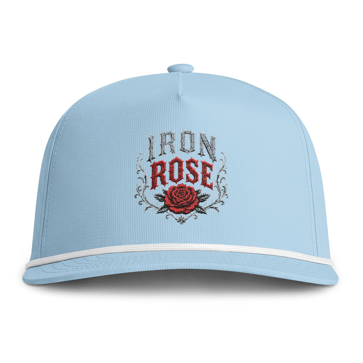 Embroidered "Iron Rose" Rope Cap — Vintage Floral Trucker Hat