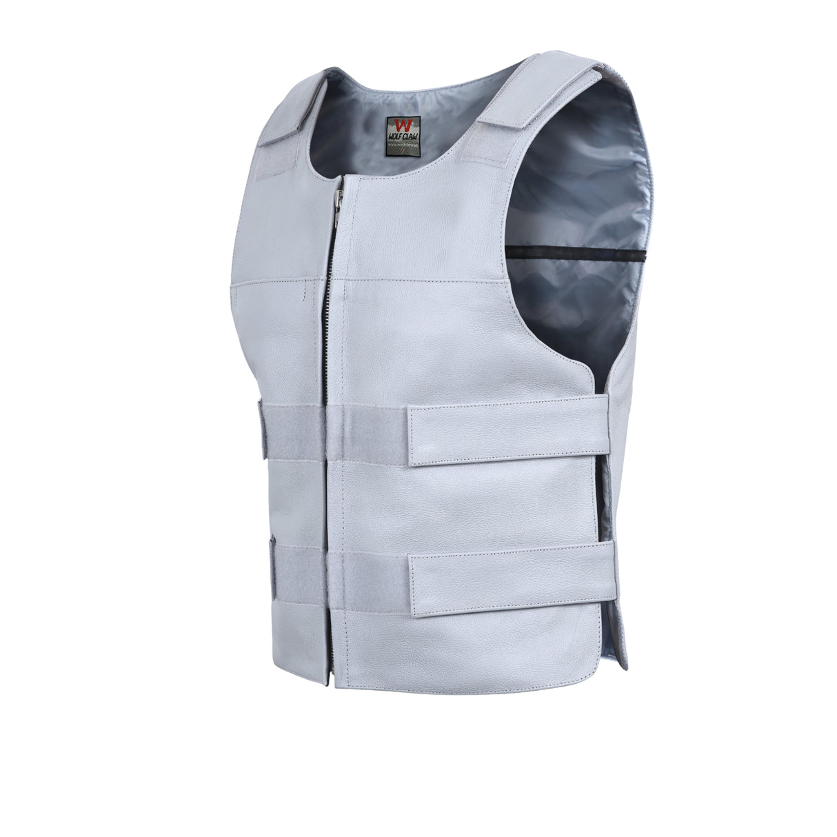 Men's Grey Bullet Proof Style Leather Vest.