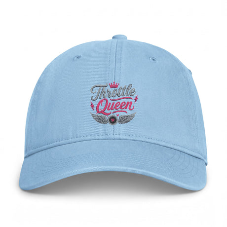 Throttle Queen Embroidered Cap — Vintage Coastal Washed Baseball Hat