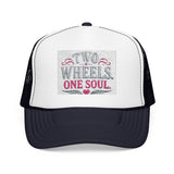 Trucker Hat – Two Wheels One Soul Motorcycle Foam Cap Printify