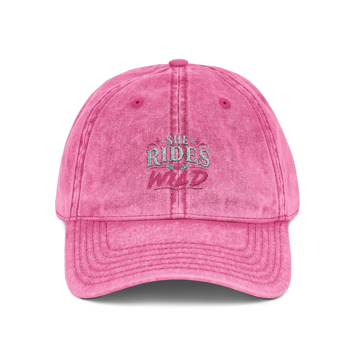 Vintage Embroidered Cap — "She Rides Wild" Retro Baseball Hat - Hats - Product View 5