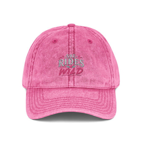 Vintage Embroidered Cap — "She Rides Wild" Retro Baseball Hat