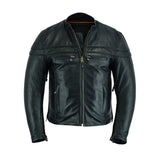 Men's ‘Crossover’ Black Leather Lightweight MC Jacket