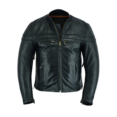 Men's ‘Crossover’ Black Leather Lightweight MC Jacket