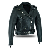 Women's Full Length Motorcycle Side Lace Ammo Pocket Jacket