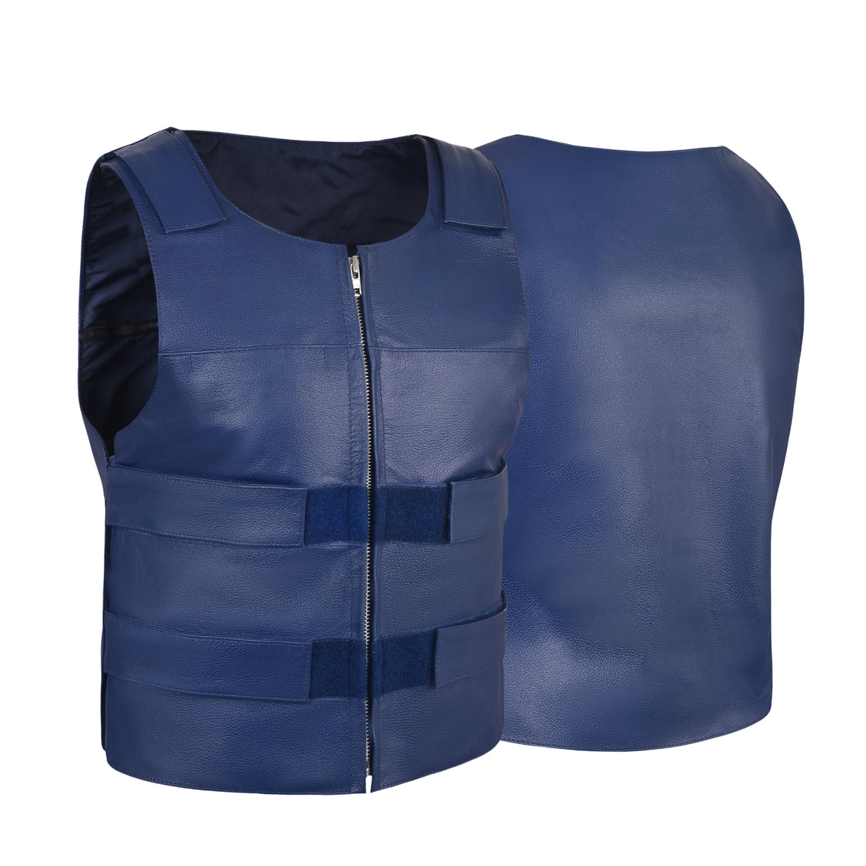 MEN BULLET PROOF STYLE BLUE LEATHER VEST