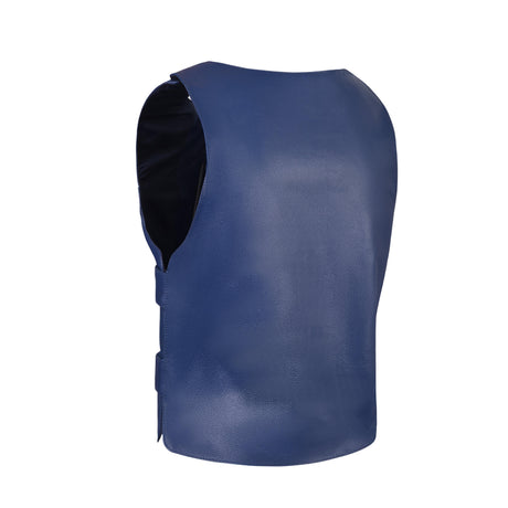 MEN BULLET PROOF STYLE BLUE LEATHER VEST