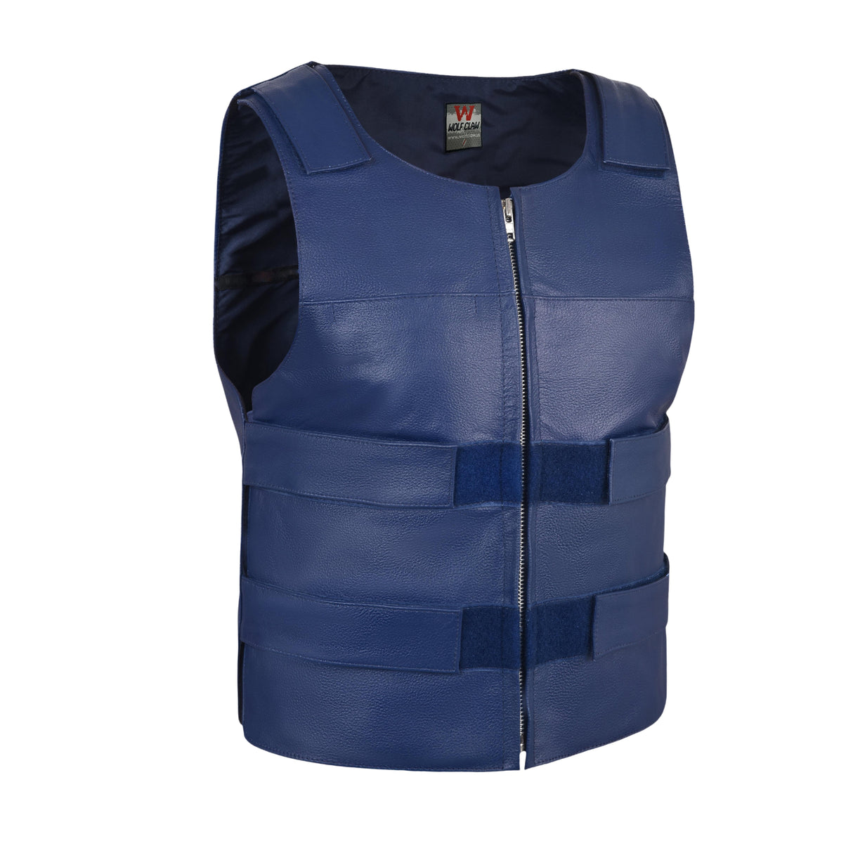 MEN BULLET PROOF STYLE BLUE LEATHER VEST