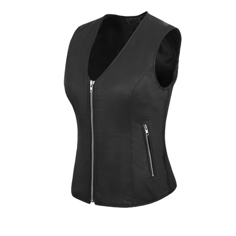 WCWV45841LMB WOMEN SIDE STRETCH VEST M/O LAMB LEATHER BLACK