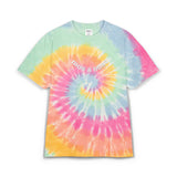 Tie-Dye Spiral Tee — Embroidered "Vibes & Love" Oversized T-Shirt