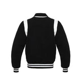 Black Wool Varsity Jacket With White Shoulder Inserts