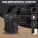 WOMEN BLACK VEST SIDE LACE M/O BUFFALO LEATHER