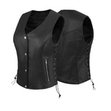 WOMEN BLACK VEST SIDE LACE M/O BUFFALO LEATHER