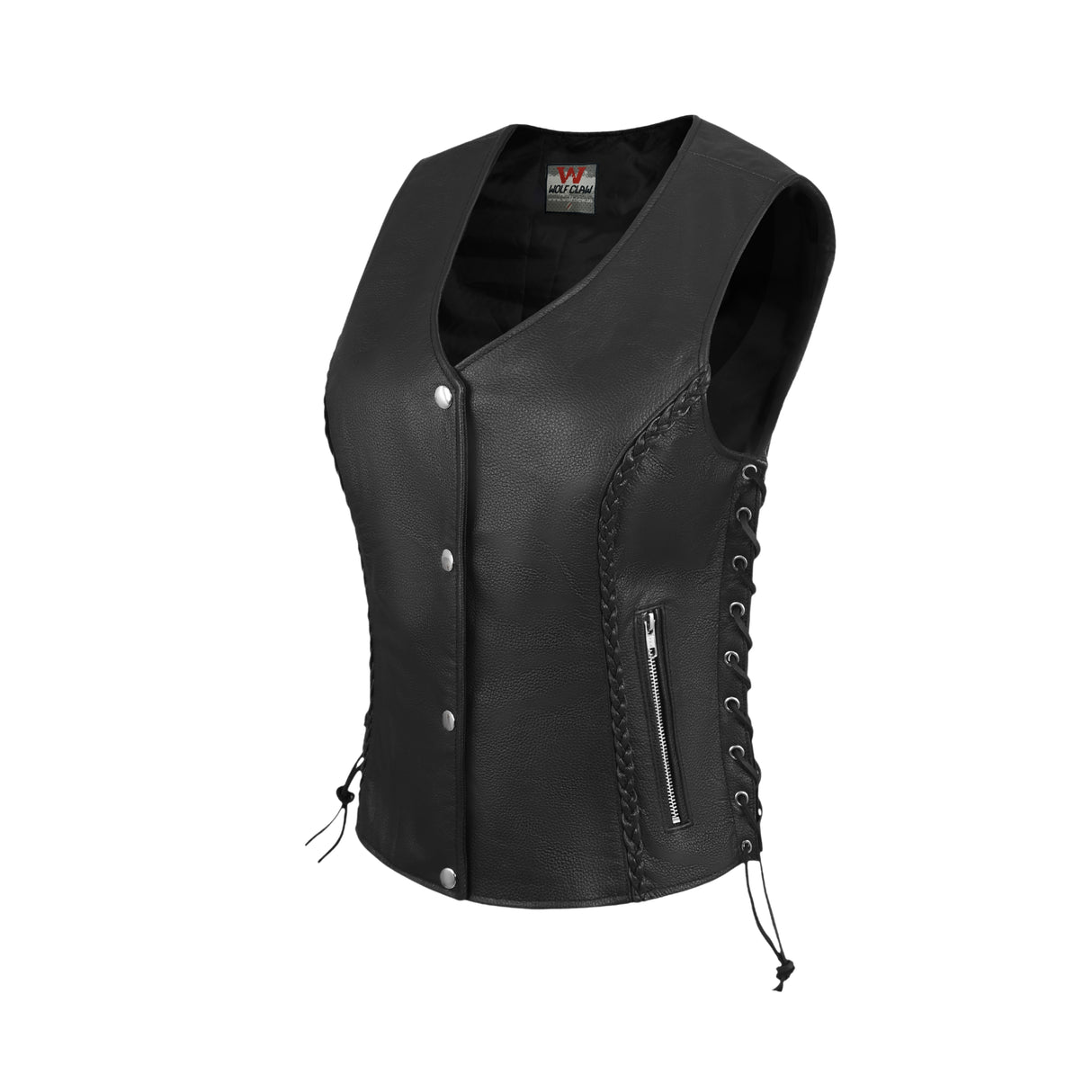 WOMEN BLACK VEST SIDE LACE M/O BUFFALO LEATHER