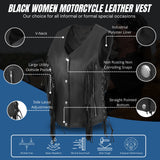 WCWV85841FRINGE WOMEN SIDE LACE VEST M/O BUFFALO LEATHER BLACK