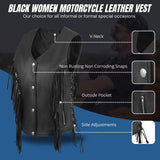 WCWV85841FRINGE WOMEN SIDE LACE VEST M/O BUFFALO LEATHER BLACK