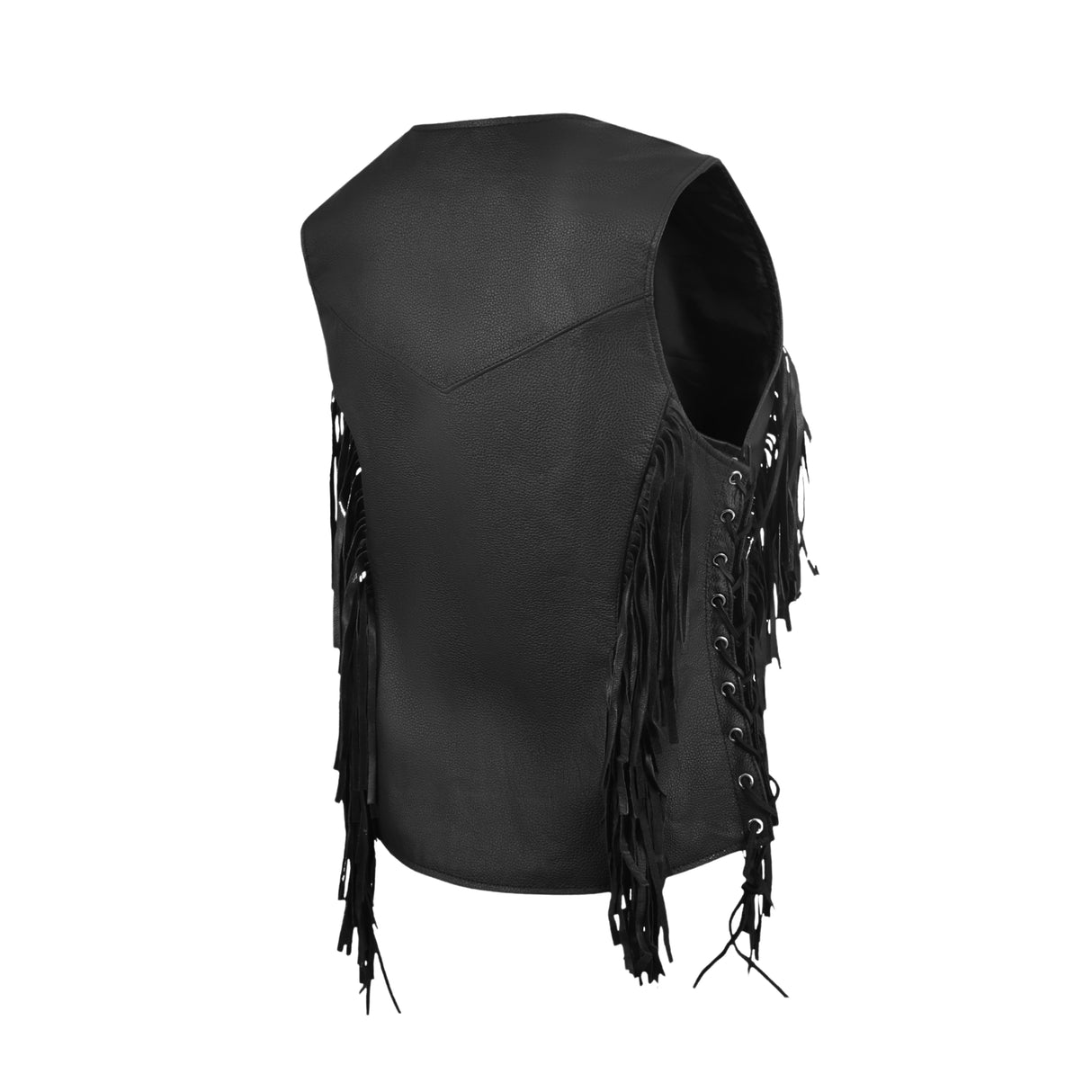 WCWV85841FRINGE WOMEN SIDE LACE VEST M/O BUFFALO LEATHER BLACK