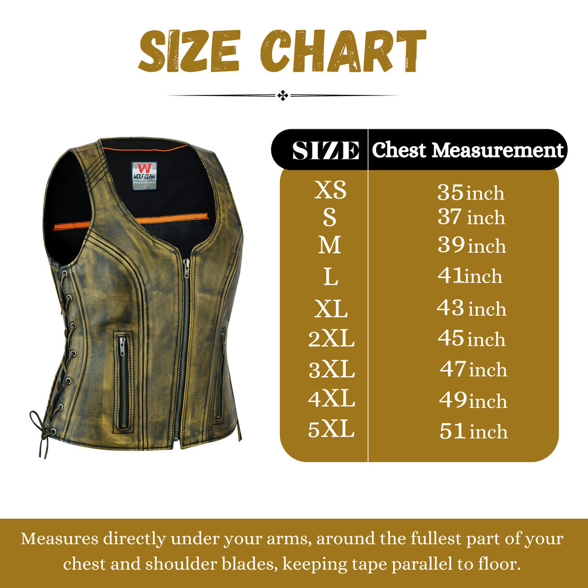 Women's Distressed Brown ‘Open Neck’ Side Laces Motorcycle Leather Vest