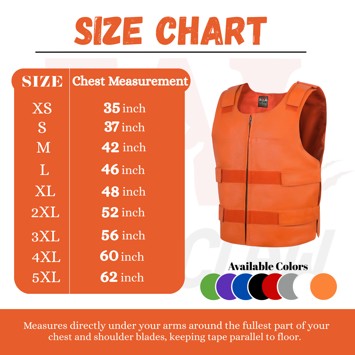 Men's Orange Bulletproof Style Leather Vest – Perfect for Biker Clubs.