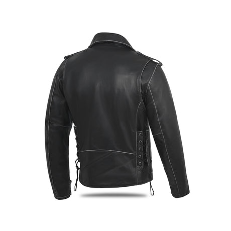 OLDSCHOOL New Old School Police Style Motorcycle Leather Jacket 2 Ammo pocket