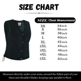 WCWV15812blackammo Women’s Denim Motorcycle Side Lace Club Vest with 2 Inside Ammo Pocket