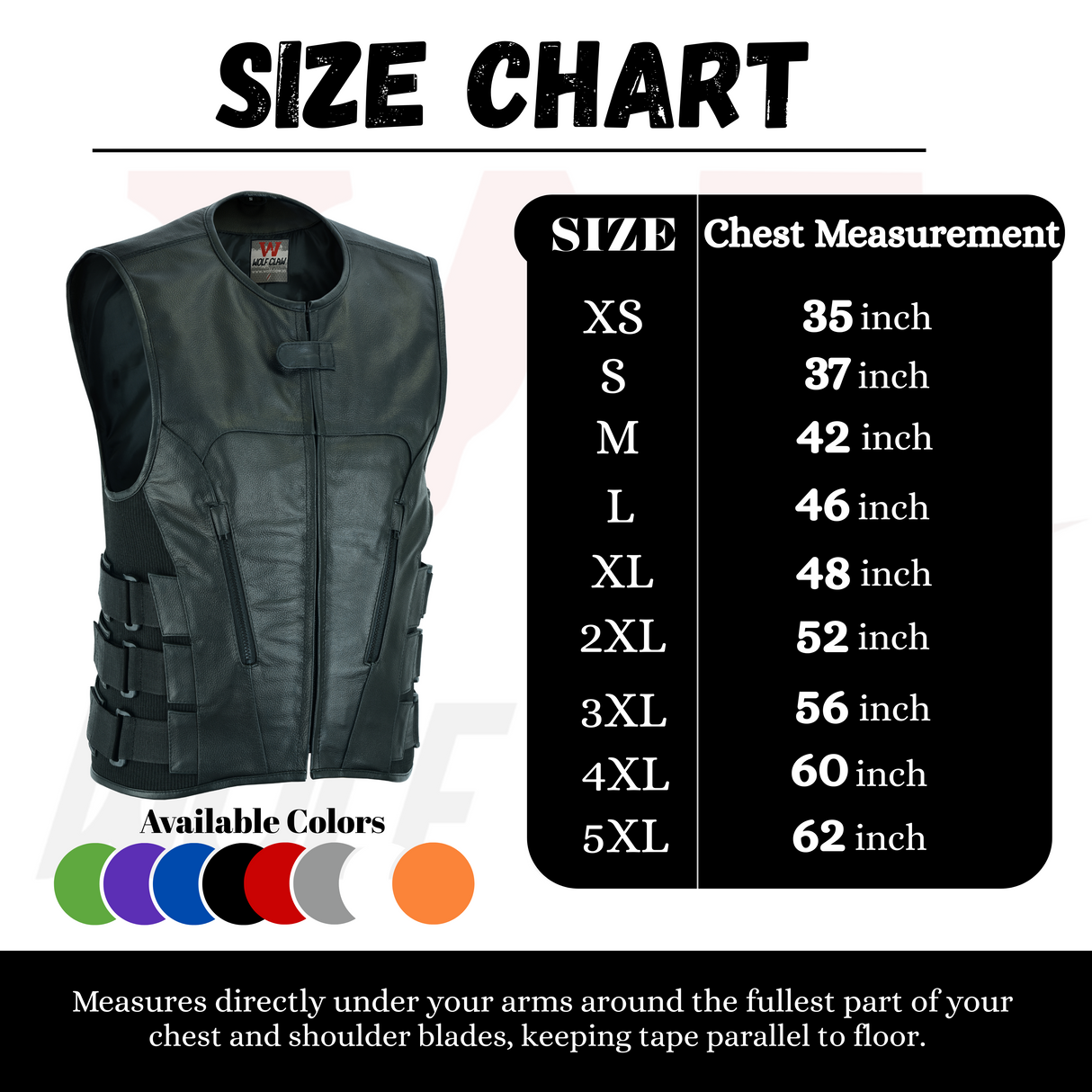 Men's Motorcycle Swat Team Style Leather Vest