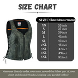Women's Distressed Grey ‘Open Neck’ Motorcycle Side Laces Leather Vest