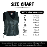 Black Women's Lace up side leather motorcycle vest