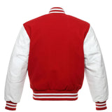 Men's Letterman Varsity Jacket Leather Sleeves - Red