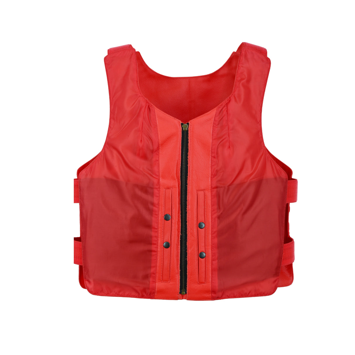 Ladies Red bulletproof style leather vest - Police vest