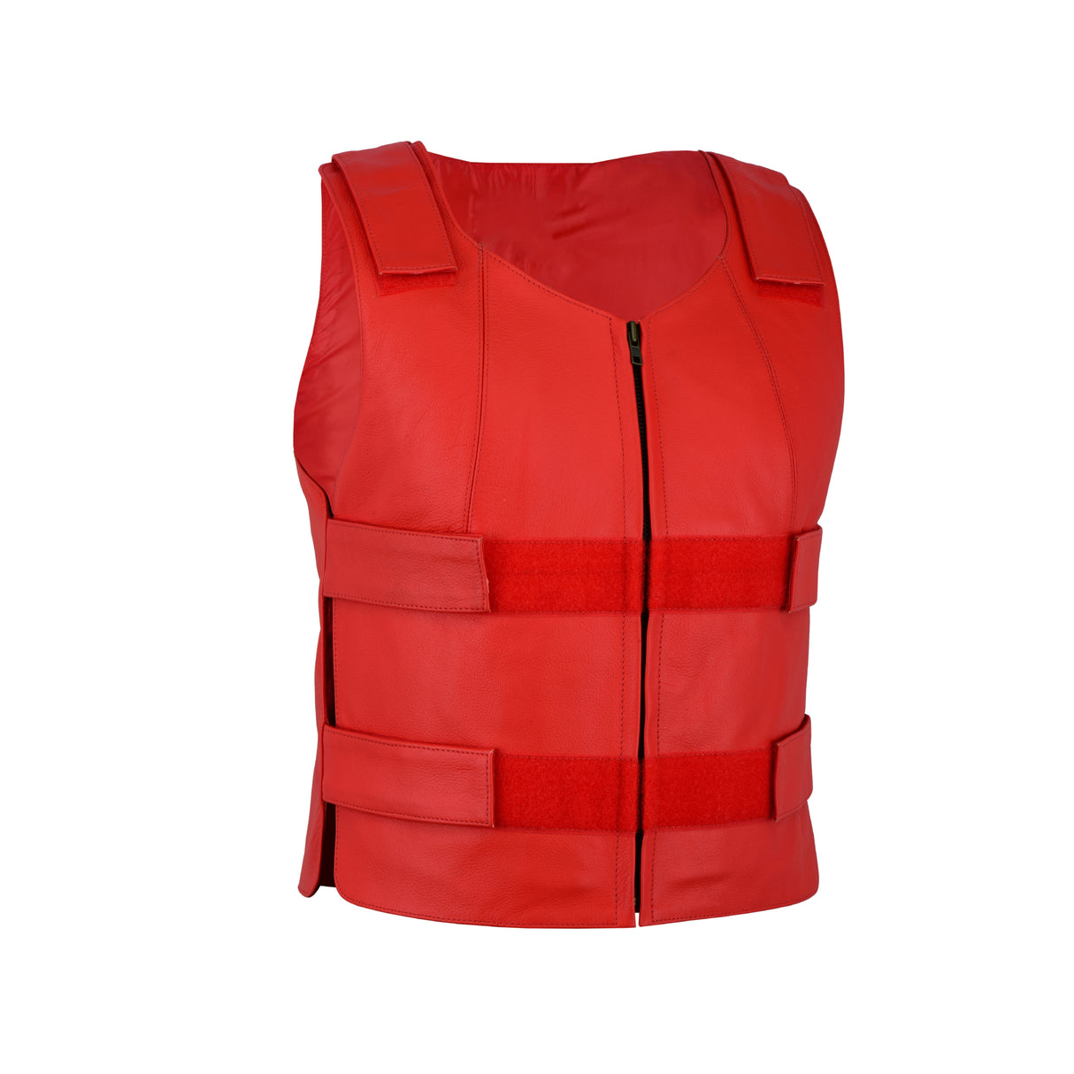 Ladies Red bulletproof style leather vest - Police vest