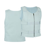 Women White Bullet proof style leather Vest for Biker club