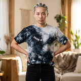 Tie-Dye Spiral Tee — Embroidered "Vibes & Love" Oversized T-Shirt