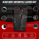 Men's Orange Cross Stitch Club Leather Cow Platted Milled Leather Vest
