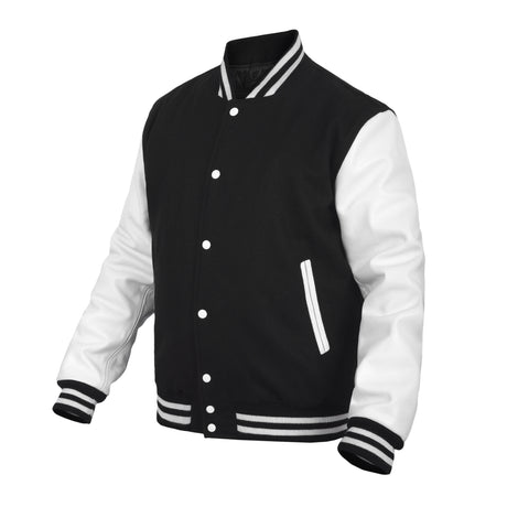 Leather Varsity Jacket Letterman Jacket Baseball Jacket Banded Collar