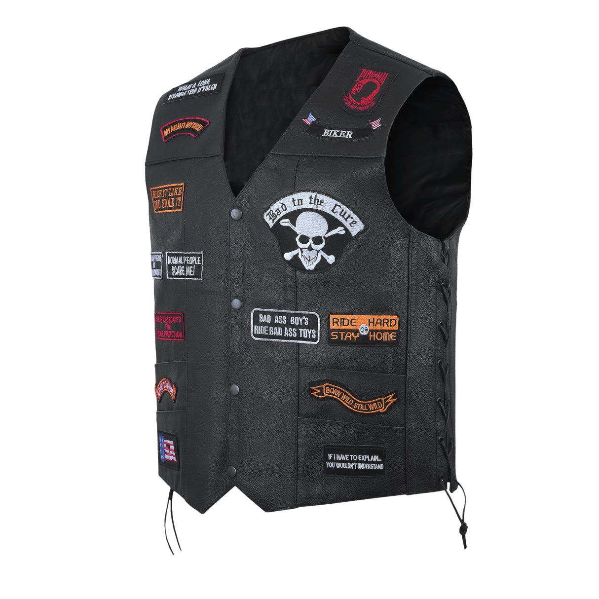 Men's Side Lace Vest Pre-Patched Vest – 23 Total Patches