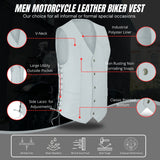 Men's White Side Lace Leather Traditional style Vest.