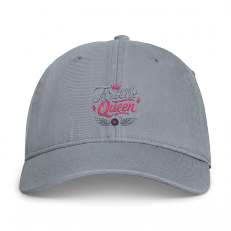 Throttle Queen Embroidered Cap — Vintage Coastal Washed Baseball Hat