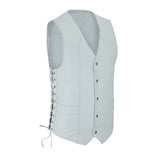 Men's White Side Lace Leather Traditional style Vest.