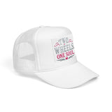Trucker Hat – Two Wheels One Soul Motorcycle Foam Cap Printify