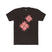 Dark brown crew-neck tee with two pink/red floral burst graphics on the front.