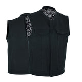 Men's Motorcycle Canvas Vest with Concealed Carry Pockets – Highland V2 - Men Leather Vests - Front View