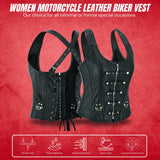 WCWV77041BLACK Bustier Halter Shoulder Straps Women's Steel Boned Gothic Punk Rock with Buckles Steampunk Corset Top Genuine Leather Clubwear