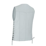 Men's White Side Lace Leather Traditional style Vest.