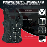 WCWV77041BLACK Bustier Halter Shoulder Straps Women's Steel Boned Gothic Punk Rock with Buckles Steampunk Corset Top Genuine Leather Clubwear