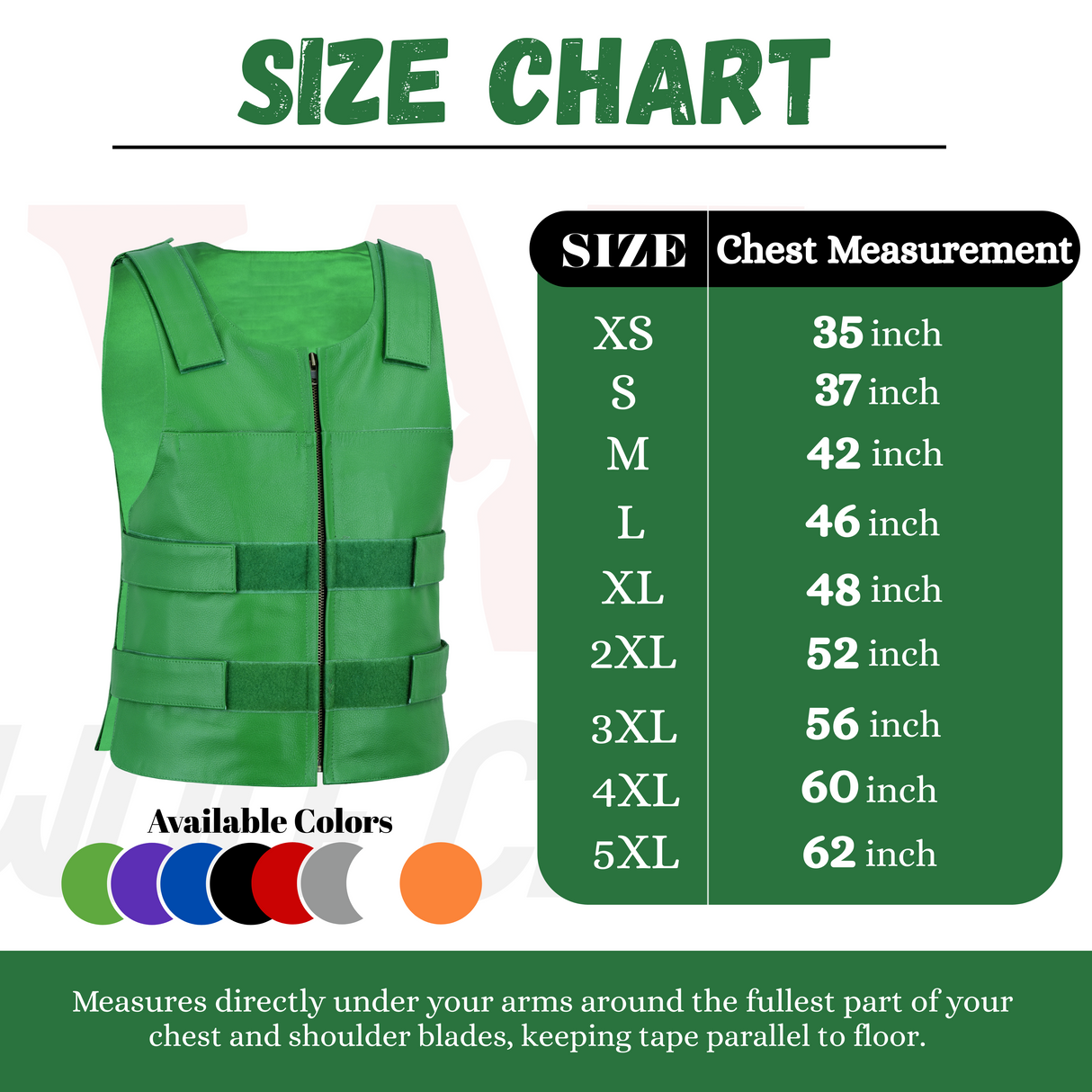 Men's Bulletproof Style tactical street green leather vest - For Biker Club
