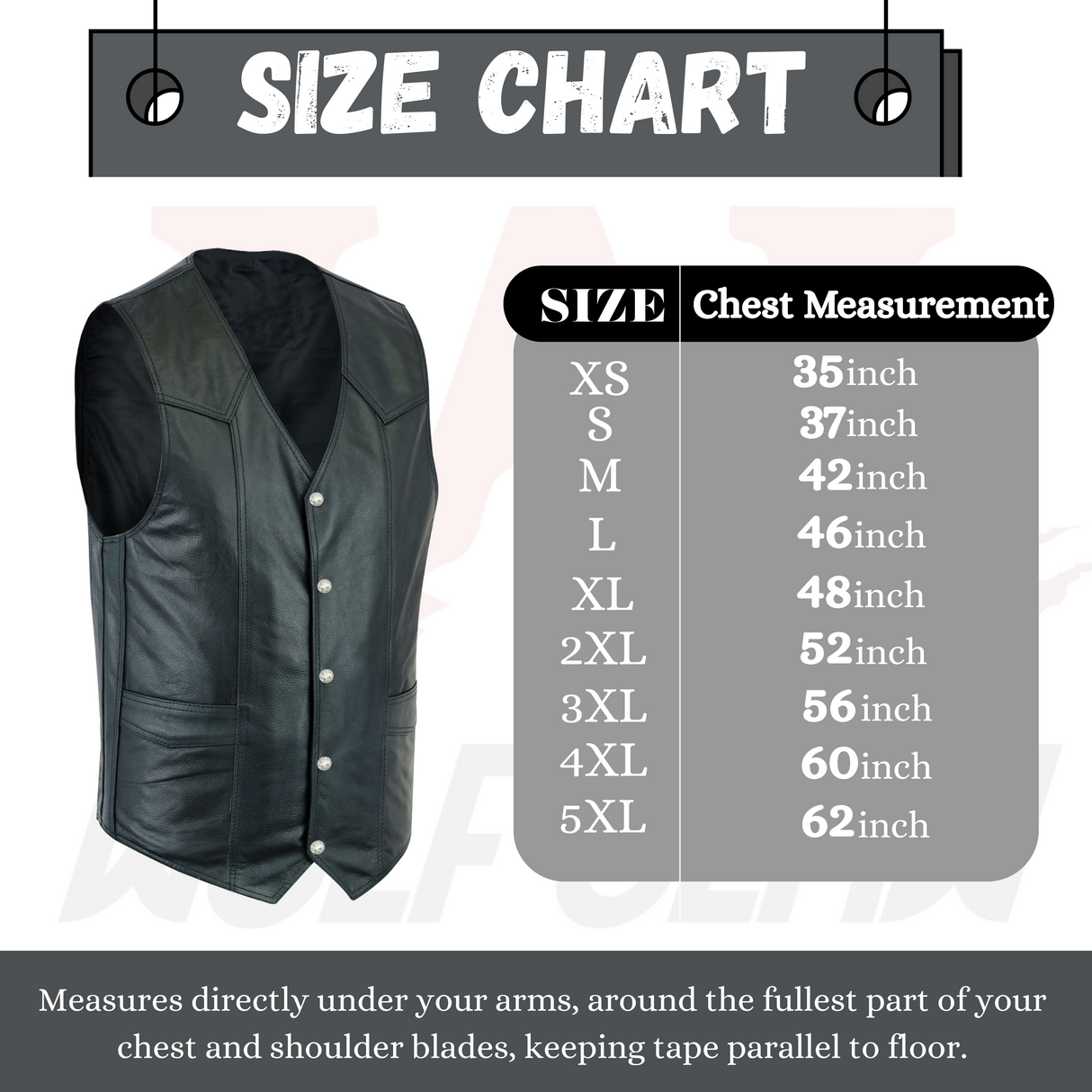Men's Motorcycle Leather Vest - The Classic Plain Biker Vest