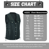 Men Side Lace Leather Style Biker Motorcycle Leather Vest Gun Pockets Carry Arms